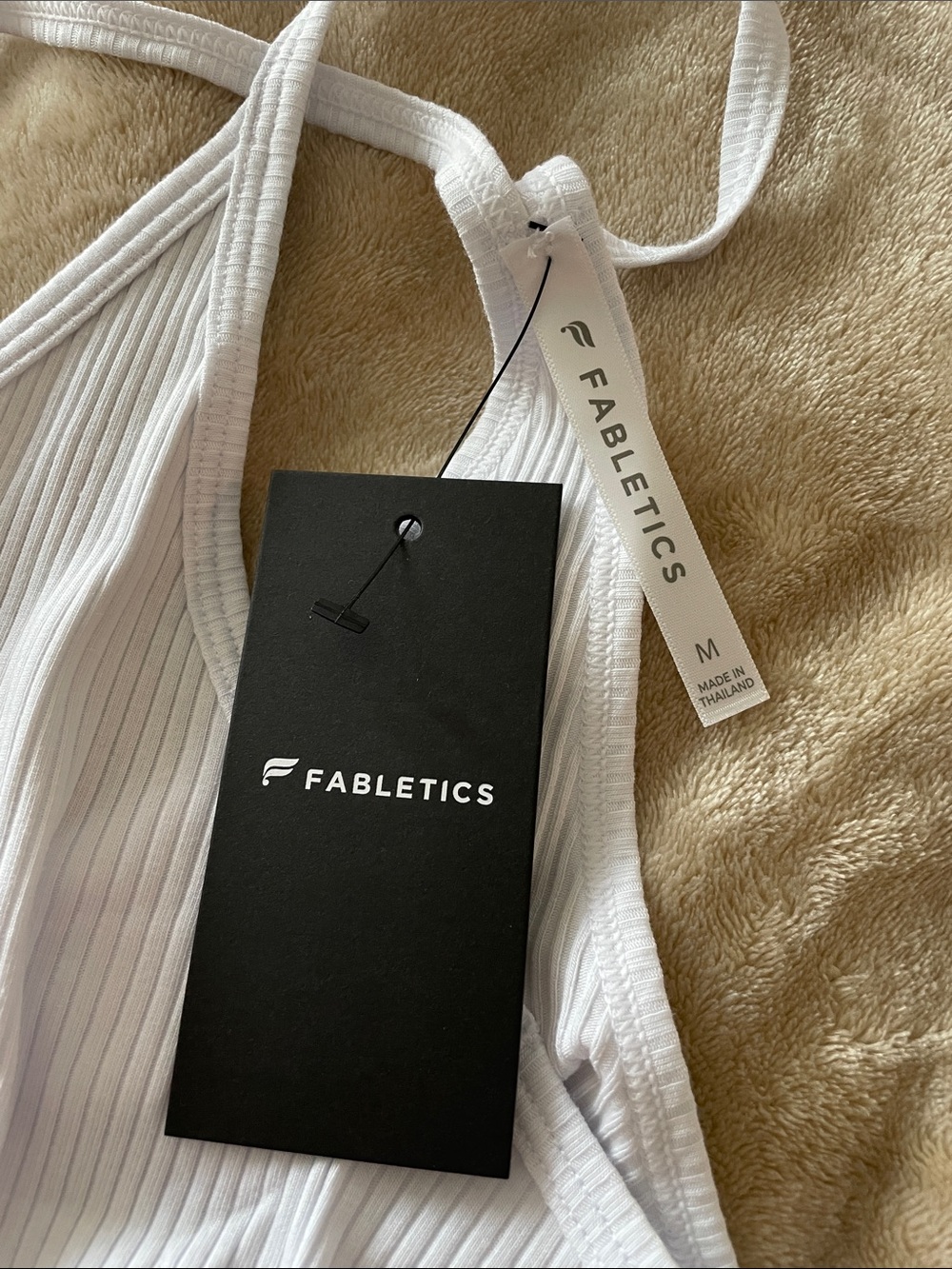 Fabletics White Modal Ribbed V-Neck Tank - Picture 4 of 4